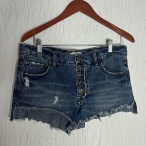 Free People Denim High Waisted Shorts Size 27